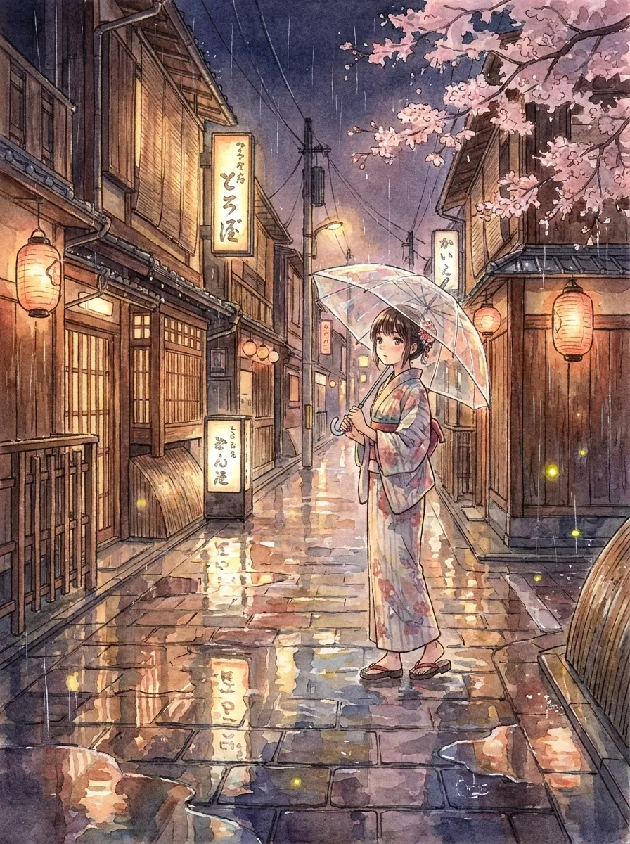 Rainy alley, anime