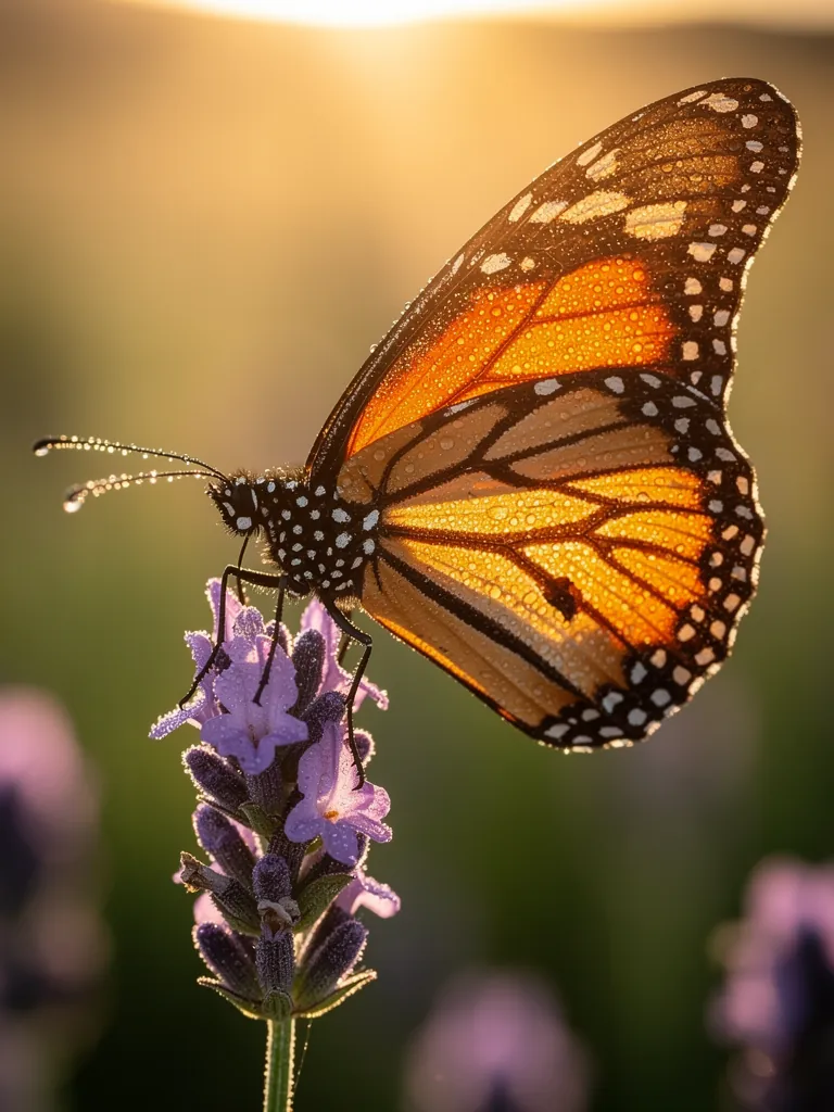Butterfly on lavender, macro