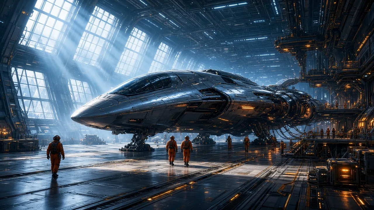 Starship hangar, concept art